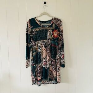 HEIMISH USA Multicolor Patchwork Long Sleeve Dress
